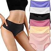 Women Seamless Underwear Mid Waisted Brief Invisible Panties No Show Hipster Full Coverage Underpants Pack of 6