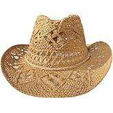 Straw Cowboy Hats for Women Sparkly Western Cowgirl Hat for Holiday Party Foldable Vacation Beach Sun Hat with Wide Brim