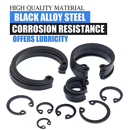 Glarks 150Pieces 15 Size Metric Alloy Steel Internal Circlips Snap