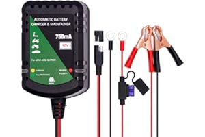 Chargeur de batterie 12 V 750 mA automatique pour voiture, moto, tondeuse à gazon, bateau, VTT, batteries plomb-acide scellée
