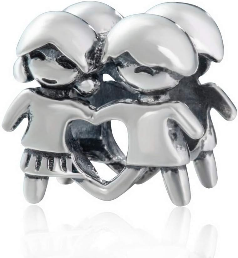Friendship Charm，Family Charm，Full of love 925 Sterling Silver Hand in Hand Beads Charm for Bracelet