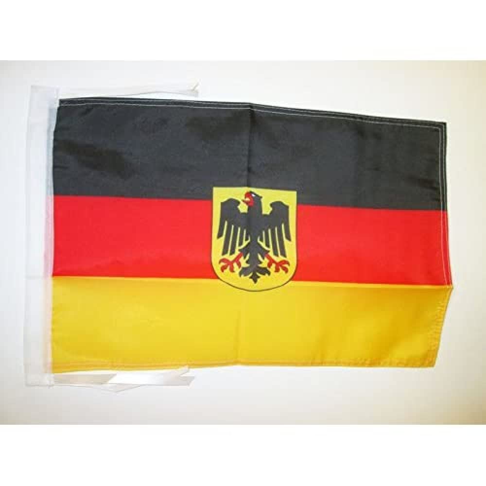 AZ FLAG - Germany with eagle Flag - 18'' x 12'' - 100% Polyester German coat of arms Small Banner with Two Cords - Fade Resistant - Vivid Colors - 18x12 in - 45x30 Cm