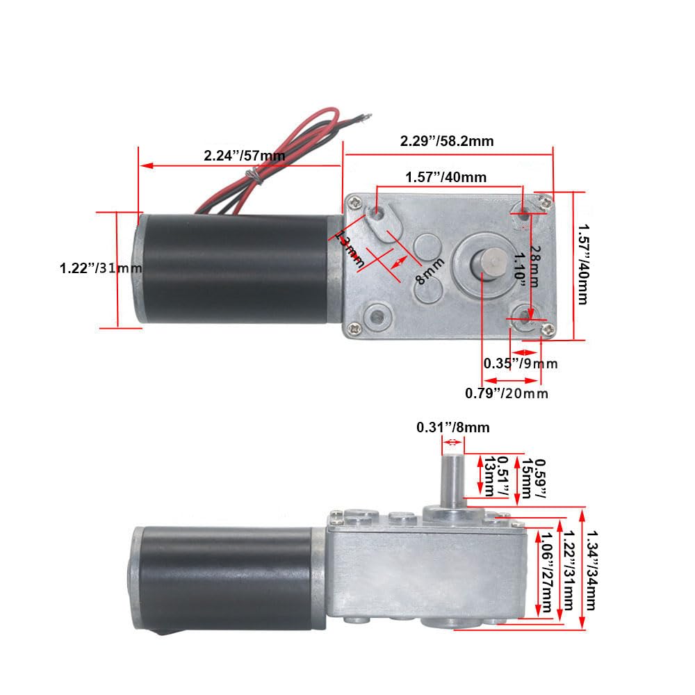 Wiper Motor 24 V 12V DC Electric Worm Gear Motor - 50W High Torque, 35-50 RPM, Right Angle, Reversible Vacuum Wiper Motors - Foto 10