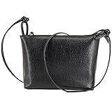 Candice New Design Women's Zippered PU Leather Crossbody Shoulder Bag Small Satchel Handbag Purse for Girls (Washed Black)