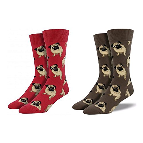 Socksmith-Mens-Pug-Novelty-Sock-1-Pair-Terracotta-1-Pair-Brown