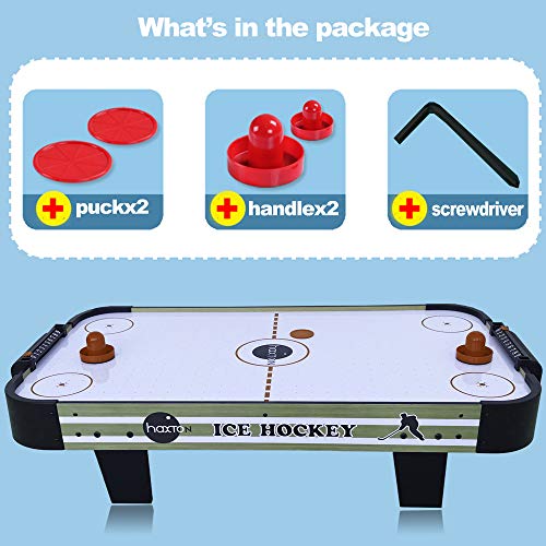 haxTON Air Hockey Table for Game Room Table Top Air Hockey Sets w/ 2 Pucks, 2 Pushers 40 Inches Air Hockey Table for Kids