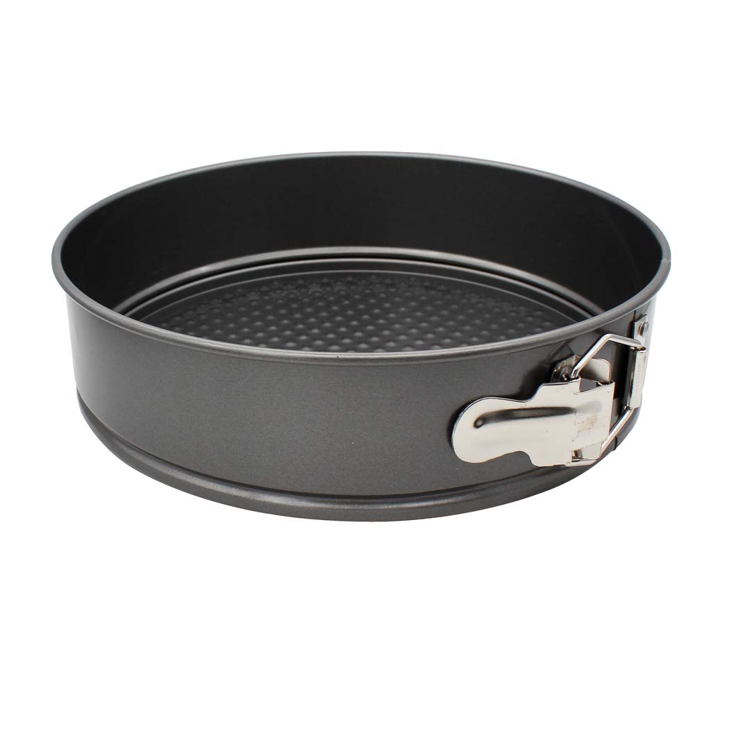 Abcsea 1 Piece Round Springform Cake Tin, Cake Tins for Baking Non Stick, Bake Tin for Cake, Baking Pans for Cakes, Cake Baking Equipment, PFOA Free, Robust 1 mm Carbon Steel, 24 cm Round Pan
