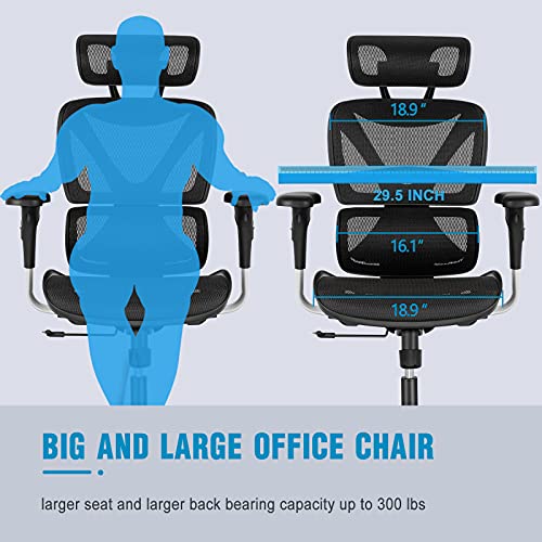 Gabrylly Ergonomic Office Chair, Large Mesh Chair with Lumbar Support