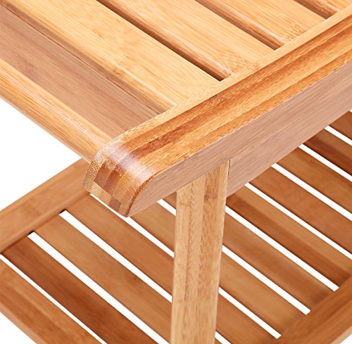 Shower Seat Bench Bathroom Spa Bath Organizer Stool with 2-Tier Storage Shelf ,Bathtub Shower Chair / Stool Easy to Clean & Quite Durable by zhuoyue