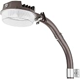 LuminaGuard 43W LED Yard Light with Arm, Dark Bronze Pole Mounted Fixture | 5000lm 5000K dusk to dawn outdoor lighting extension bracket kit for outside barn &amp; estate perimeter security. IP65.