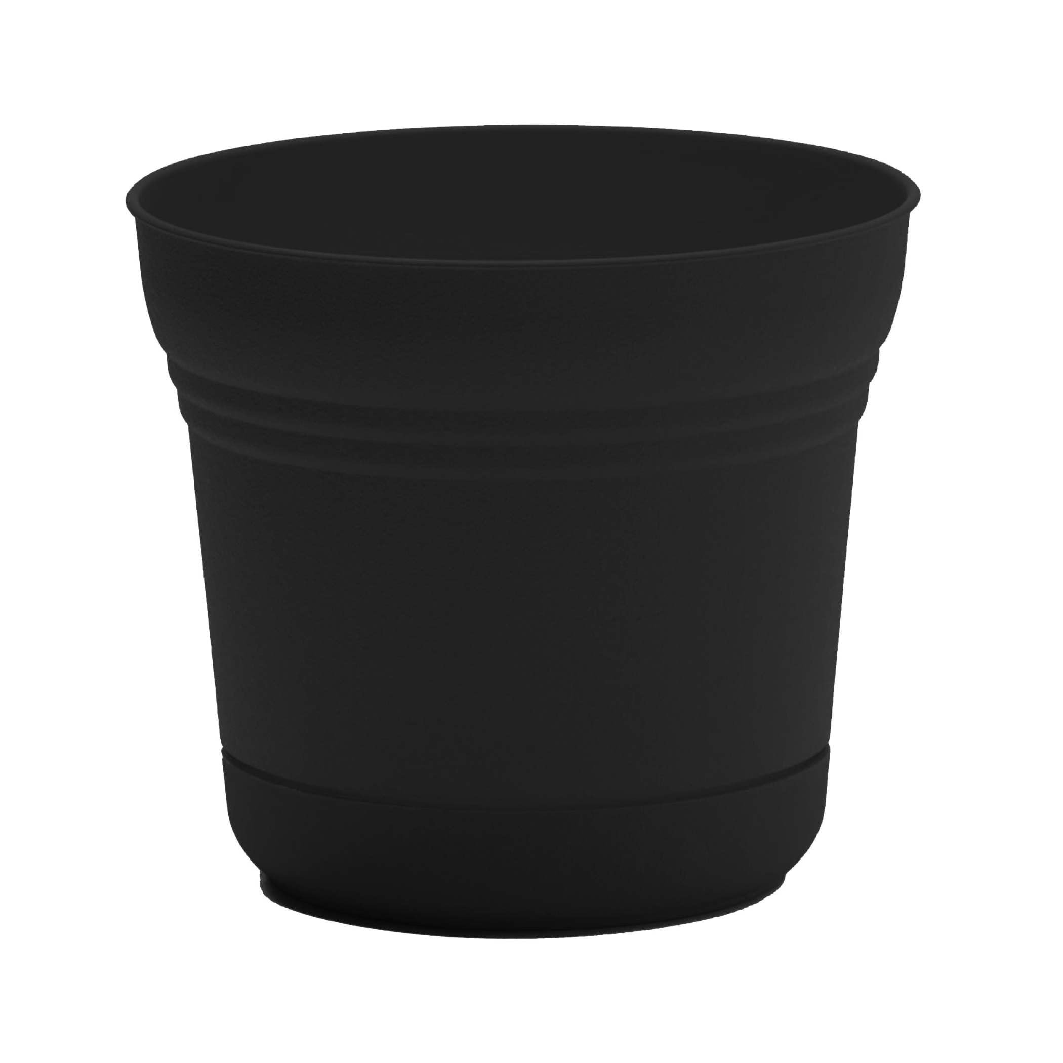 Bloem Ocean Plastic Saturn Bowl Planter Black, Classic Textured Design, Size 4.5" x 5" (Pack of 1)