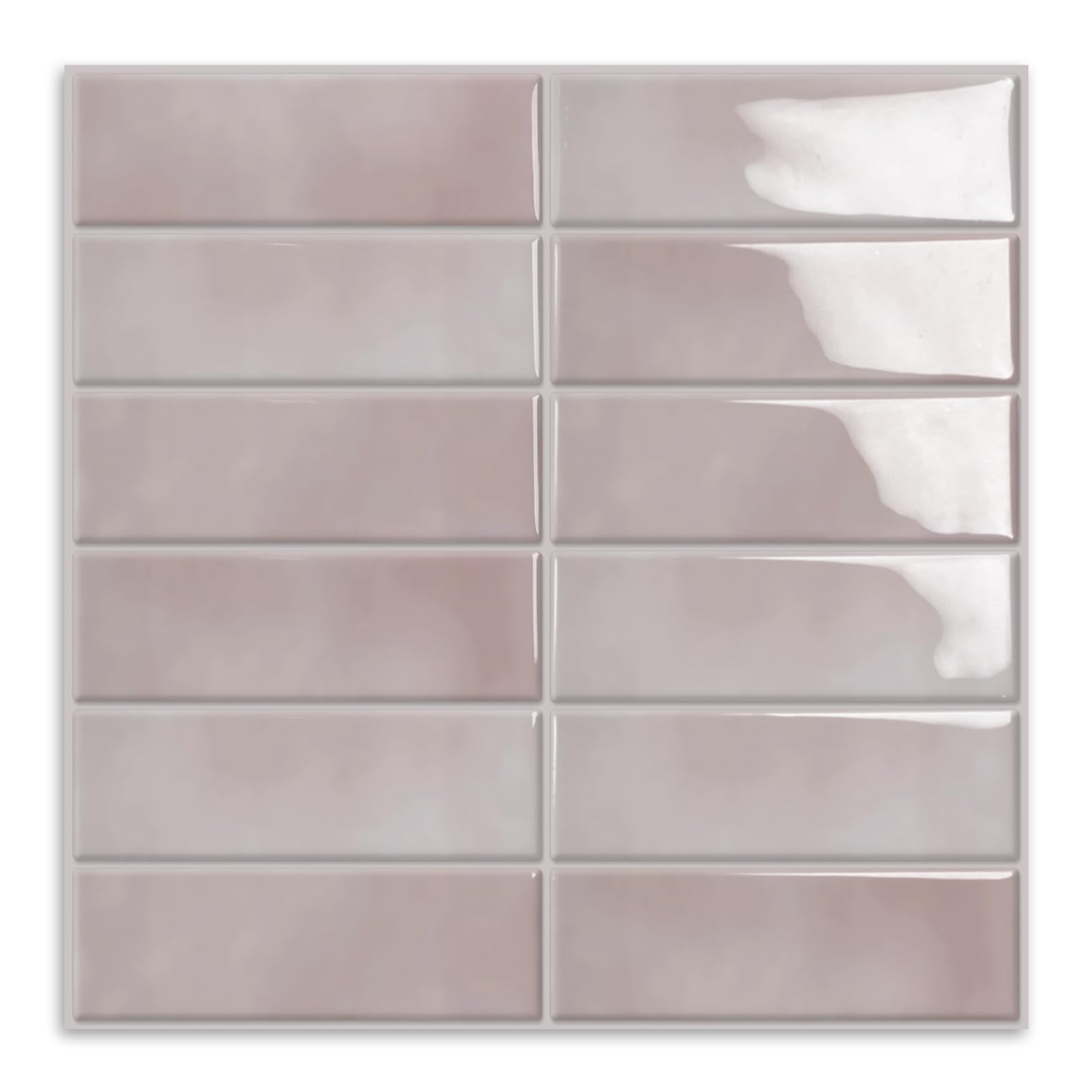 Photo 1 of 10 Sheets Subway Tile Peel and Stick Backsplash,12”×12”Pink Self Adhesive Wall Tiles Stick on Back Splash for Kitchen,Bathroom,Camper