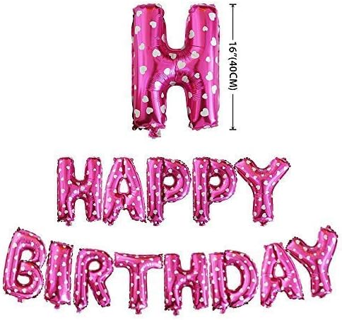 eZoneUK 16 Inch Pink Happy Birthday Self Inflating Balloon Banner Bunting Party Party Foil Balloon Letters - Pink