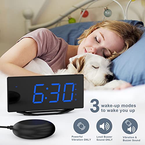 Digital Loud Alarm Clock with Bed Shaker, Vibrating Dual Alarm Clock