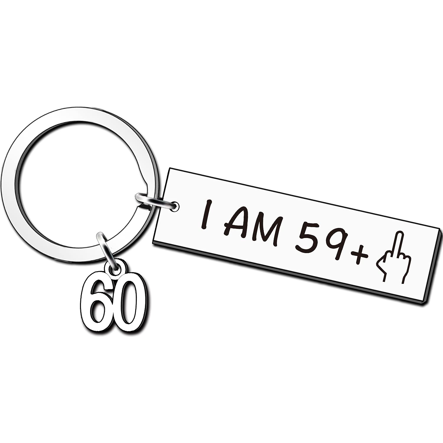 JMIMO Funny 60th Birthday Gifts for Women Men Happy Bday Stainless Steel Keyring Idea as a Joke Celebration Best 60th Birthday Presents