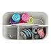 mDesign Storage box ideal for office supplies – plastic pencil holder with 4 compartments – light grey desk storage can be transported thanks to its handles