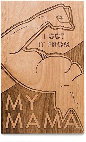 Muscle Mama Shape Laser Cut Wood Mother's Day Card (Handlettered / Greeting Card)