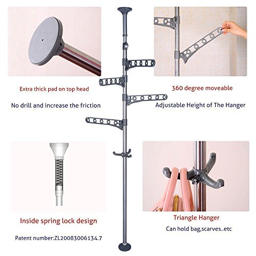 Baoyouni 4 Layer Floor to Ceiling Adjustable Corner Coat Hanger Pole