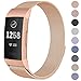 CAVN Compatible Fitbit Charge 3 / Charge 3 SE Bands Women Men Small Large, Metal Milanese Loop Stainless Steel Replacement Accessory Straps Bracelet Compatible Fitbit Charge 3 Fitness Tracker