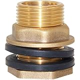 Joywayus 1/2" Female 3/4" Male Soild Brass Water Tank Connector Theaded Bulkhead Fitting With 2 Rubber Ring Stablizing