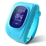 Smart Watch, HALOFUN Q50 Wrist Watch with Anti-Lost GPS Tracker SOS Call Location Finder SIM Card Slot Remote Monitor Pedometer Smart Watch for Kids (Blue)