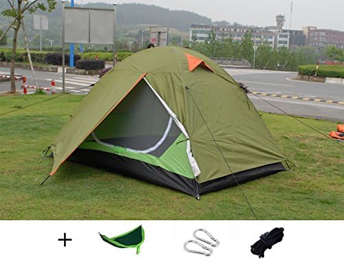 Luxetempo 2 Person Lightweight Camping and Backpacking Tent with UV coating-2 Doors 2 Vestibules Water Resistant with Rainfly Orange