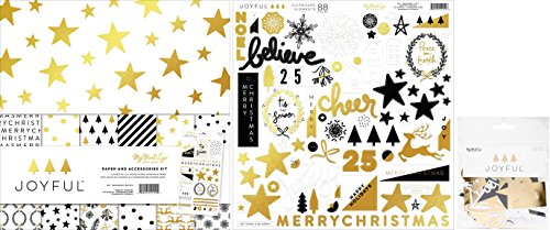 My Minds Eye Joyful Bundle with 12×12 Inch Paper and Accessories Pack, 12×12 Inch Chipboard Elements, Mixed Bag Cardstock Die-cuts (Set of 3 Items) My Minds Eye Joyful Bundle with 12×12 Inch Paper and Accessories Pack, 12×12 Inch Chipboard Elements, Mixed Bag Cardstock Die-cuts (Set of 3 Items)