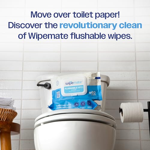 WIPEMATE ULTRA FLUSHABLE BUTT WIPES, SOOTHING VITAMIN E & ALOE, 99% WATER, COCONUT SCENT PREMIUM SUPER SOFT HYGIENE WIPES, SEPTIC & SEWER SAFE, 1 PREMIUM FLIP-TOP PACKS (60) CT