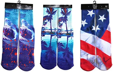 Hxst Hip-hop 3D Multi Pattern Printed BascketBall Sport Casual Socks Pack of 3 (SOX-P3)