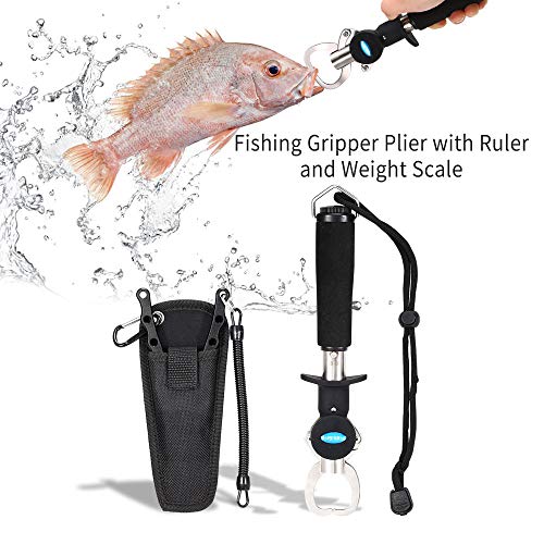 lixada Angelzange und Fischlippe Greifer Aluminiumlegierung Fischgriff Werkzeugset mit Gewichtsskala und Lineal – Bild 7