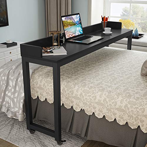 Tribesigns Overbed Table with Wheels, Unadjustable Queen Size Mobile