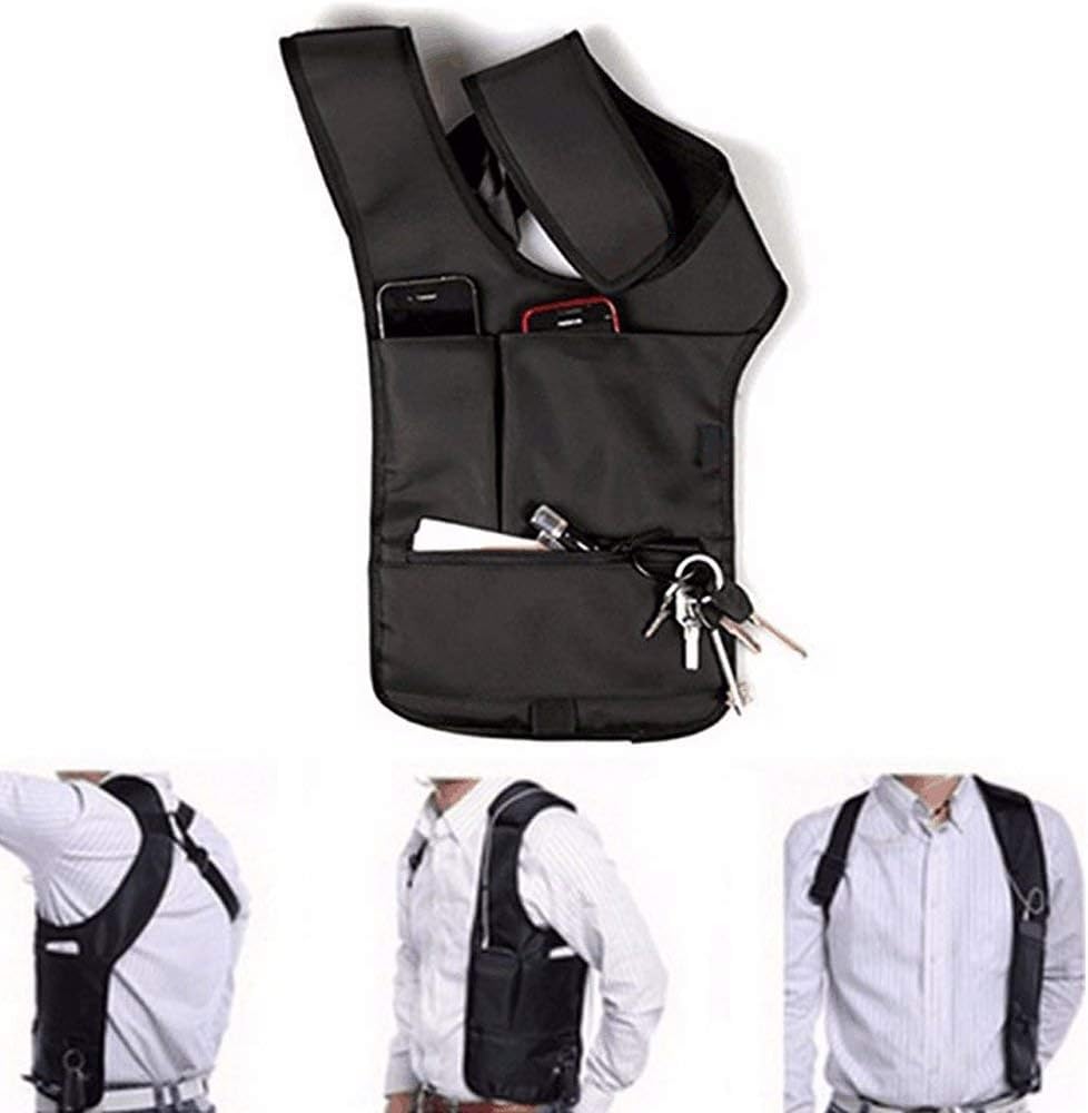 Huianpen Hidden Security Bag,Concealed underarm shoulder bag Backpack for Phone/Money/Passport,Anti-Theft Hidden Travel Wallet Backpack Passport Holders(one size)