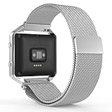 MoKo Fitbit Blaze Band , Milanese Loop Mesh Stainless Steel Bracelet Watch Strap for Fitbit Blaze Smart Fitness Watch with Unique Magnet Lock, No Buckle Needed, Frame NOT Included - SILVER