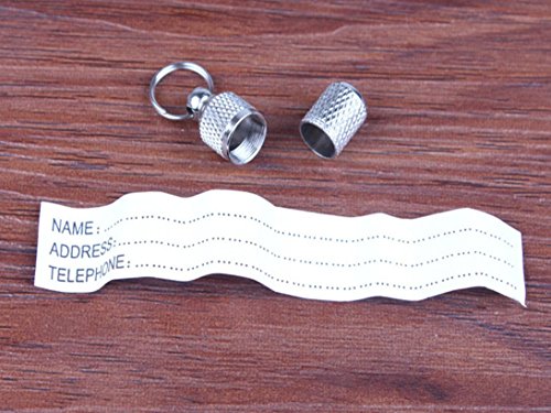 OOEOO Pet ID Tags, Dog Cat Address Label Barrel Storage Tube Silver Identification Card - Thumbnail 4