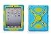 Pepkoo Ipad Mini 1& 2 Case Plastic Kid Proof Extreme Duty Dual Protective Back Cover with Kickstand and Sticker for Ipad Mini 1&2 - Rainproof Sandproof Dust-Proof Shockproof (Blue/Green)