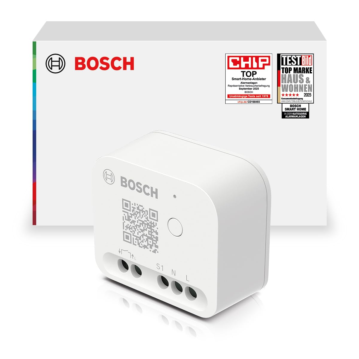 Bosch Smart Home Relais Schalter, zur digitalen Steuerung von elektronischen Geräten und Beleuchtung, kompatibel mit Amazon Alexa, Google Assistant und Apple HomeKit