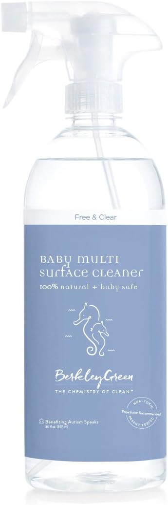 Berkley Green Baby Multi-Surface Toy and Highchair Cleaner, Free and Clear, 2 Count