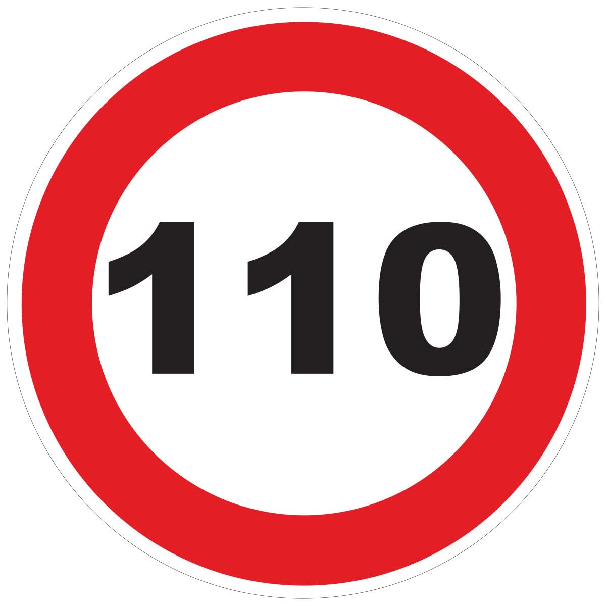 Red Circle Speed Limitation Sticker - Tractor Truck Speed Limitation Disc - 110 km/h - 20 cm Diameter