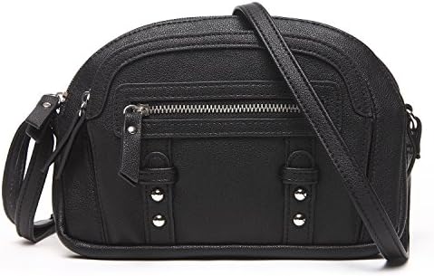 UU Family PU Leather Women Colorblock Minibag Cross Body Handbag (Black)