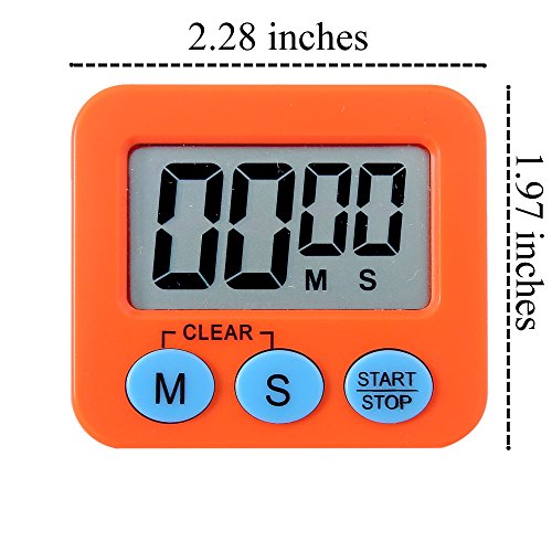 10 Pack Small Mini Digital Kitchen Timer Magnetic Countdown Up Minute Second Timer (10 Orange) - Thumbnail 2