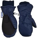 N'Ice Caps Kids Easy On Thinsulate Waterproof Velcro Wrap Mitten (8-10 Years, Navy/Black)