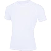 Runceptual Youth Boys Compression Shirt Short Sleeve Kids Quick Dry Base Layer Undershirt Basketball Athletic T-Shirt