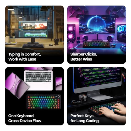 EPOMAKER X Aula F75 MAX Teclado Mecánico Inalámbrico con Pantalla TFT y Perilla, Teclado de Junta en Distribución 75%, Teclado Gaming Intercambiable en Caliente para PC/Mac/Linux (Matte Black)