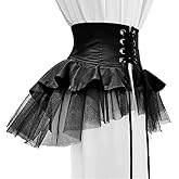 Steampunk Women's Tulle Skirts Waist Belt for Women Ruffles Pirate Corset Costumes