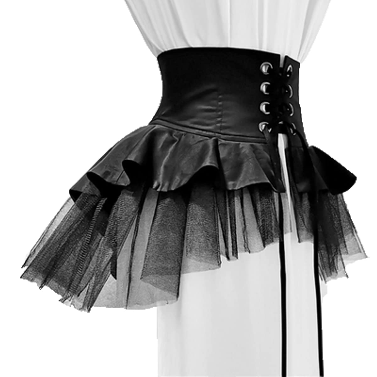 Photo 1 of Steampunk Women's Tulle Skirts Waist Belt for Women Ruffles Pirate Corset Costumes Black