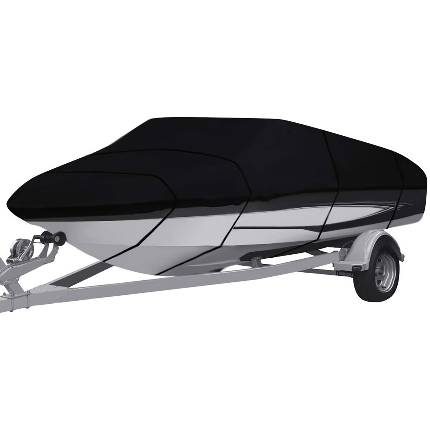 Schleuder Boat Cover, Heavy Duty 210/420D Marine Grade Polyester Oxford Trailerable Waterproof Boat Cover,Boat Cover Fit V-Hull,TRI-Hull,Runabout,Storage Bag (420D,14-16FT-V)