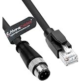 Alvin's Cables M12 4 Position D Coded to RJ45 Ethernet Cable M12 4 Pin Male to RJ45 Male Network Shielded Cord Industrial Ethernet Cable 3M
