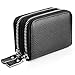MaxGear Leather Credit Card Wallet Credit Card Holder with Zipper Genuine Leather Credit Card Protector RFID Zip Around Wallet