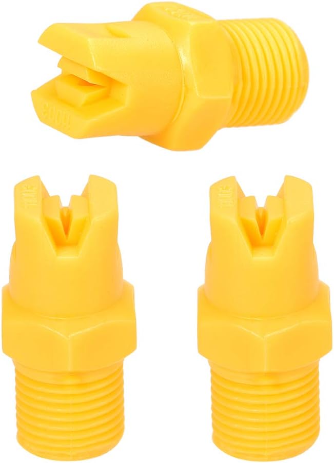 sourcing map Flat Fan Spray Tip, 1/8BSPT Male Thread PP Nozzle, 3 Pcs (110 Degree, 1.1mm Orifice Diameter)