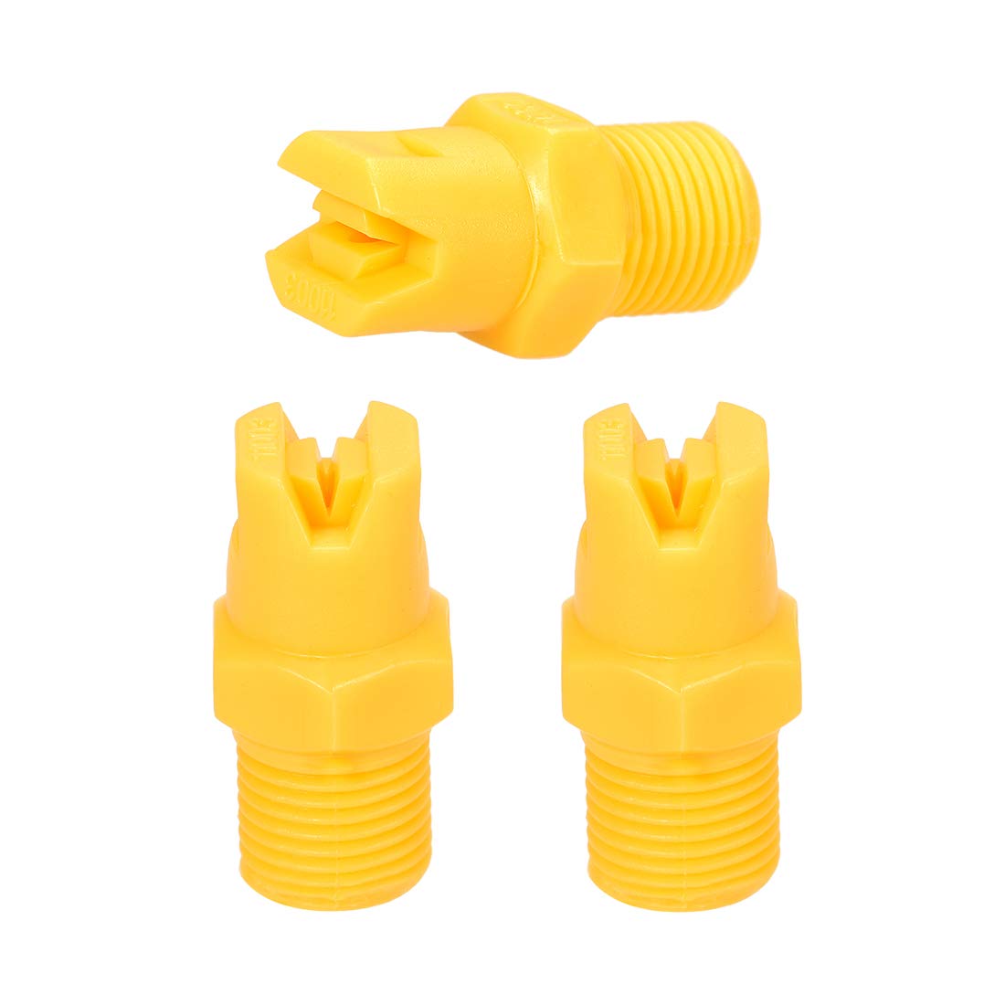 sourcing map Flat Fan Spray Tip, 1/8BSPT Male Thread PP Nozzle, 3 Pcs (110 Degree, 1.1mm Orifice Diameter)